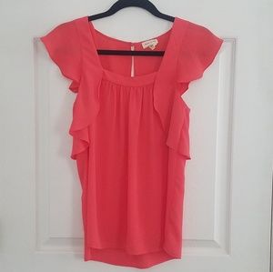 Anthropologie Meadow Rue Coral Flutter Cut Out Top